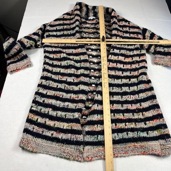 Sundance PM Open Front Cardigan Boho Striped Oversized Knit Melange Sweater - Picture 5 of 10